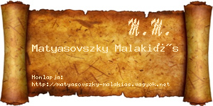 Matyasovszky Malakiás névjegykártya